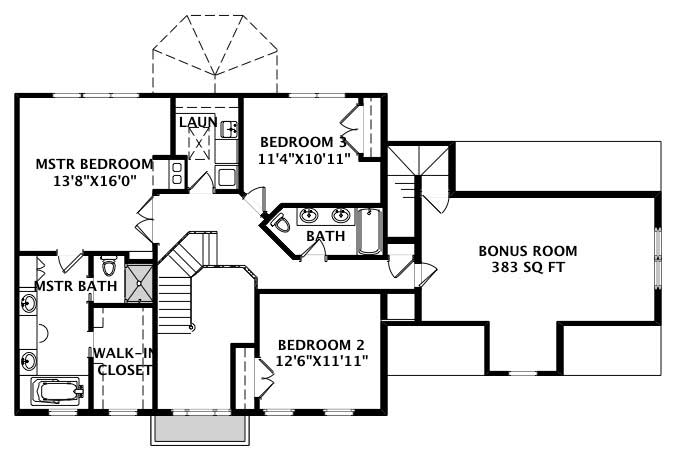 Floor Plan Second Story of Country Plan #110-1192