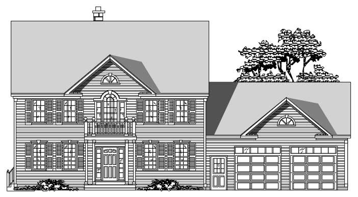 This is the front elevation of these Country House Plans.