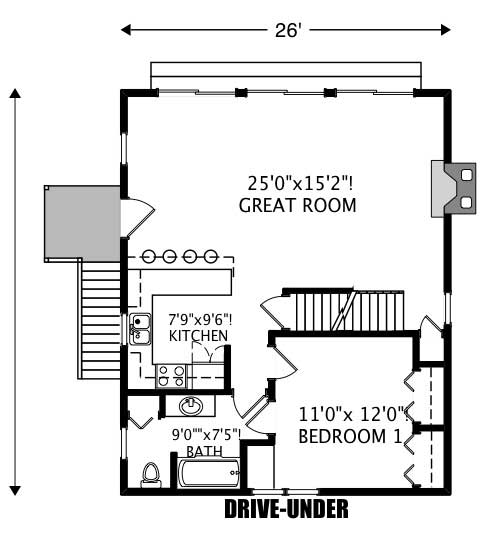 Floor Plan First Story of Cape Cod Plan #110-1203