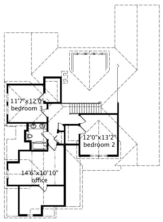 Floor Plan Second Story of European Plan #110-1207