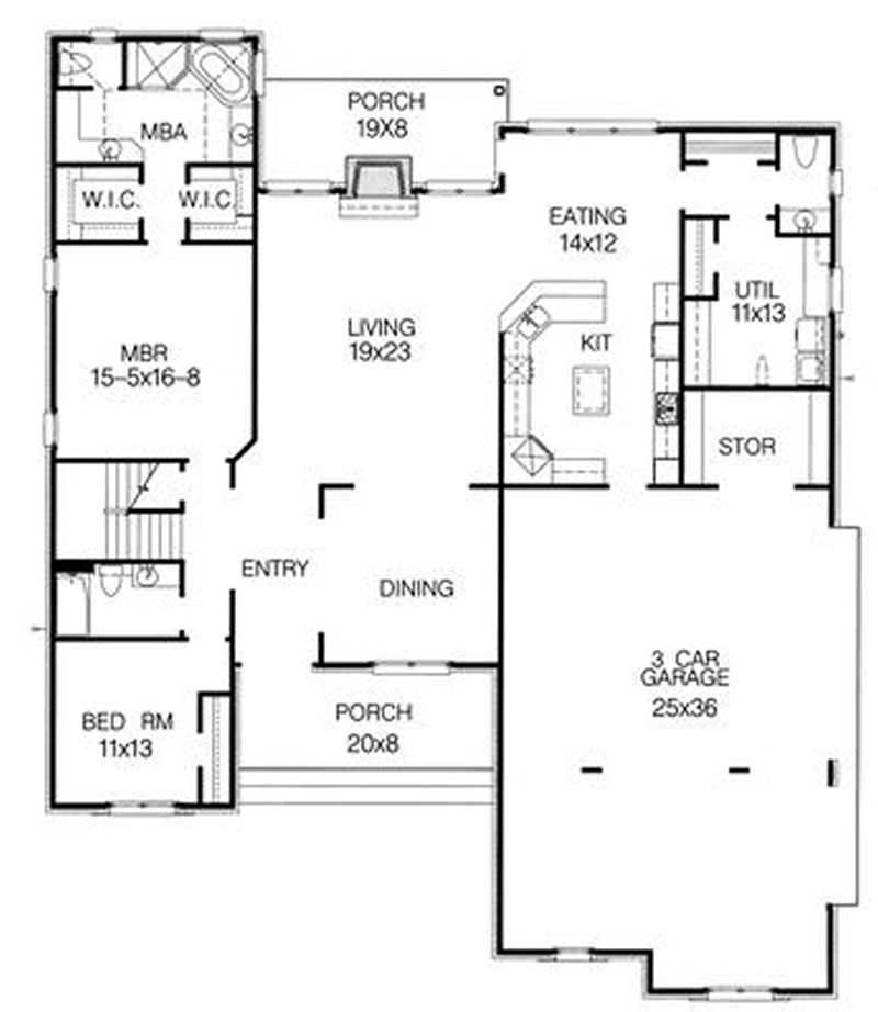 Floor Plan First Story of Luxury Plan #113-1003
