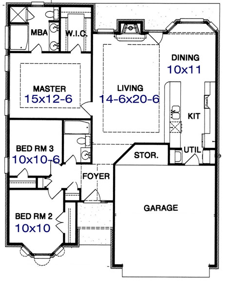 Floor Plan First Story of Small House Plans #113-1006