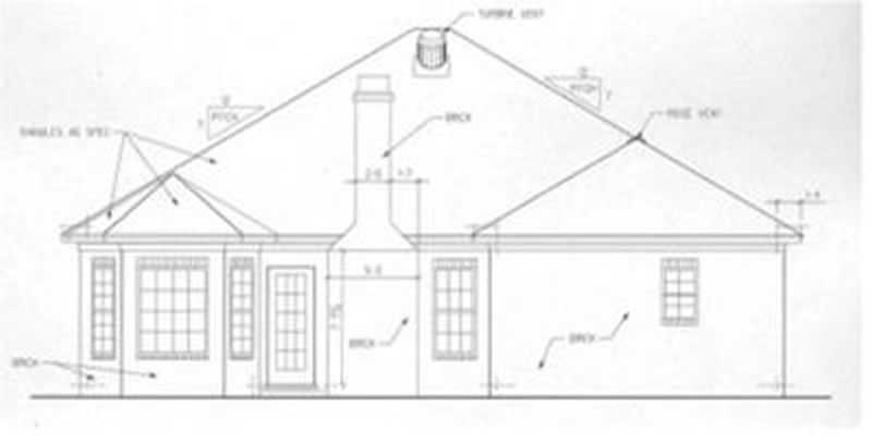 Home Plan Rear Elevation of this 3-Bedroom,1304 Sq Ft Plan -113-1006