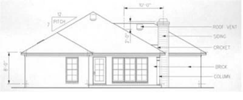 Home Plan Rear Elevation of this 3-Bedroom,1437 Sq Ft Plan -113-1007