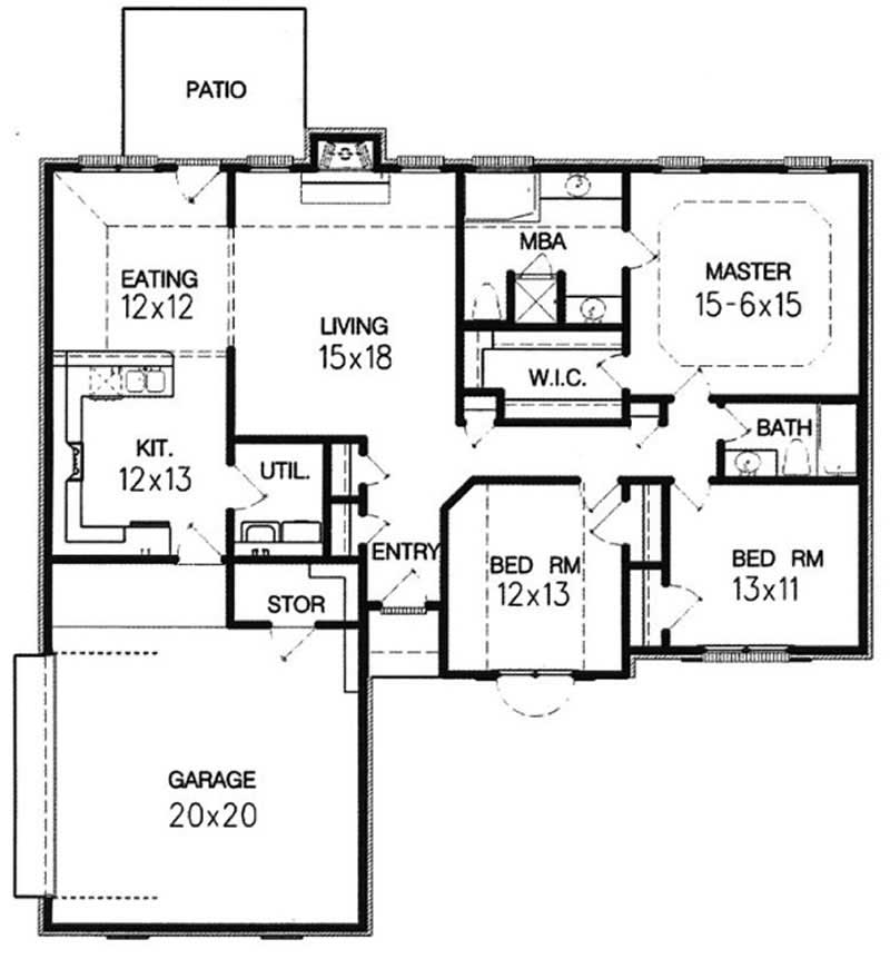 Floor Plan First Story of Small House Plans #113-1008