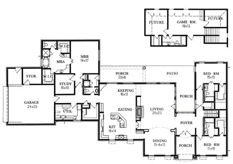 Floor Plan First Story of European Plan #113-1010