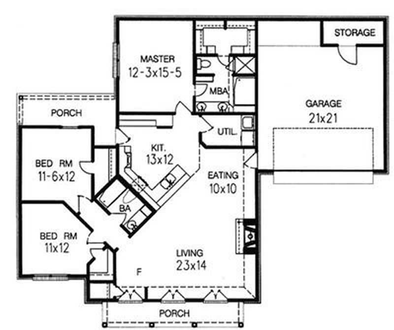Floor Plan First Story of Country Plan #113-1015