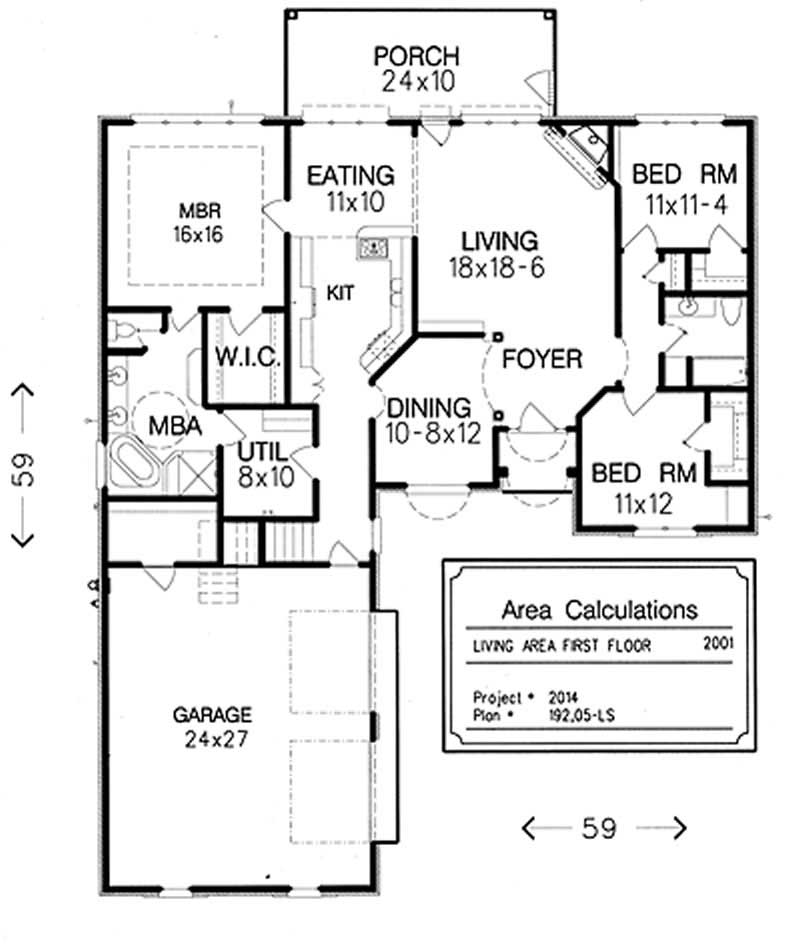 Floor Plan First Story of European Plan #113-1020