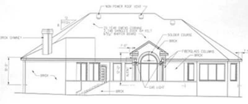 Home Plan Rear Elevation of this 4-Bedroom,3075 Sq Ft Plan -113-1026