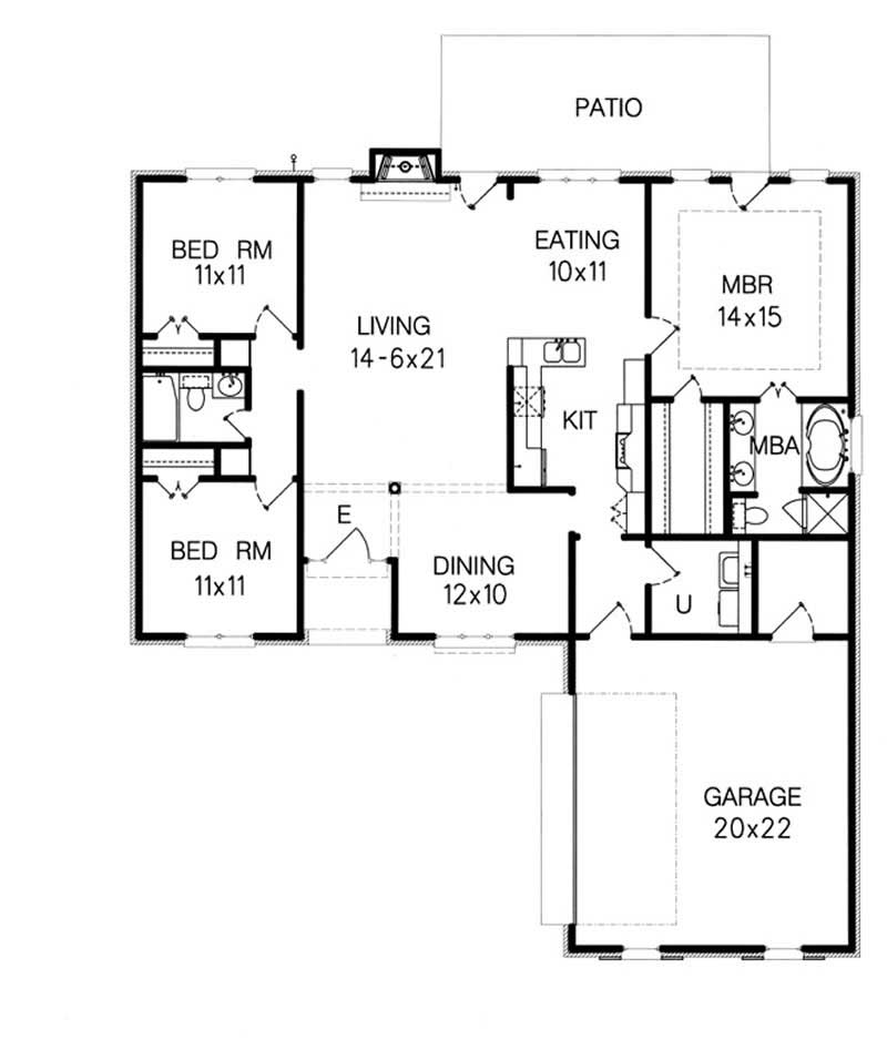 Floor Plan First Story of Small House Plans #113-1028
