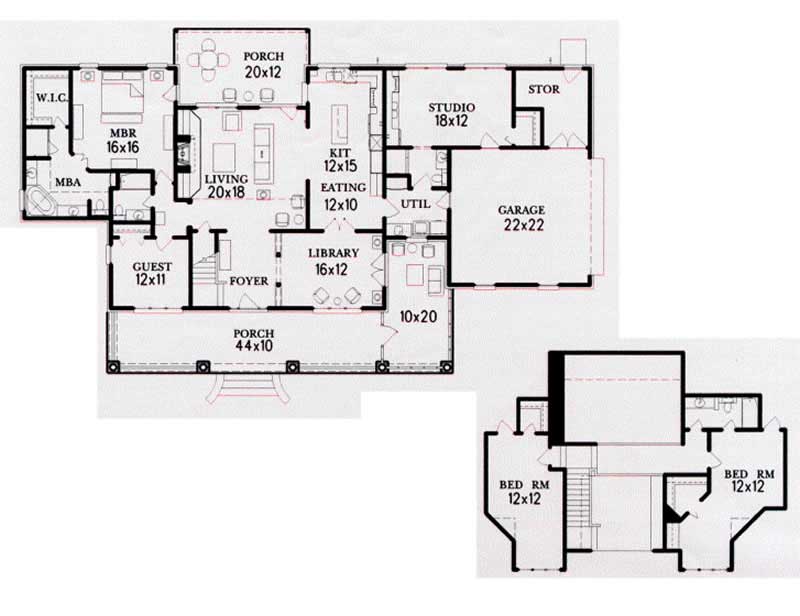 Floor Plan First Story of Country Plan #113-1031