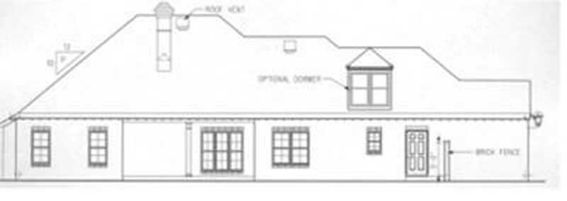 Home Plan Rear Elevation of this 3-Bedroom,1714 Sq Ft Plan -113-1032