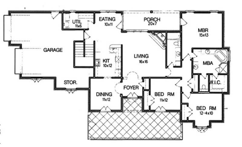 Floor Plan First Story of European Plan #113-1032