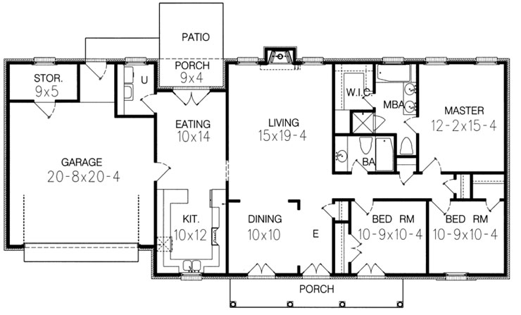 Floor Plan First Story of Ranch Plan #113-1033
