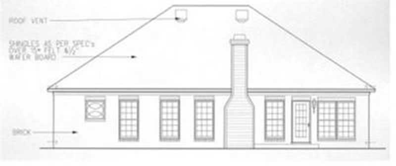 Home Plan Rear Elevation of this 3-Bedroom,1445 Sq Ft Plan -113-1034