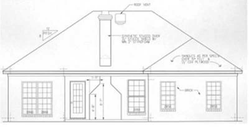 Home Plan Rear Elevation of this 3-Bedroom,1525 Sq Ft Plan -113-1035