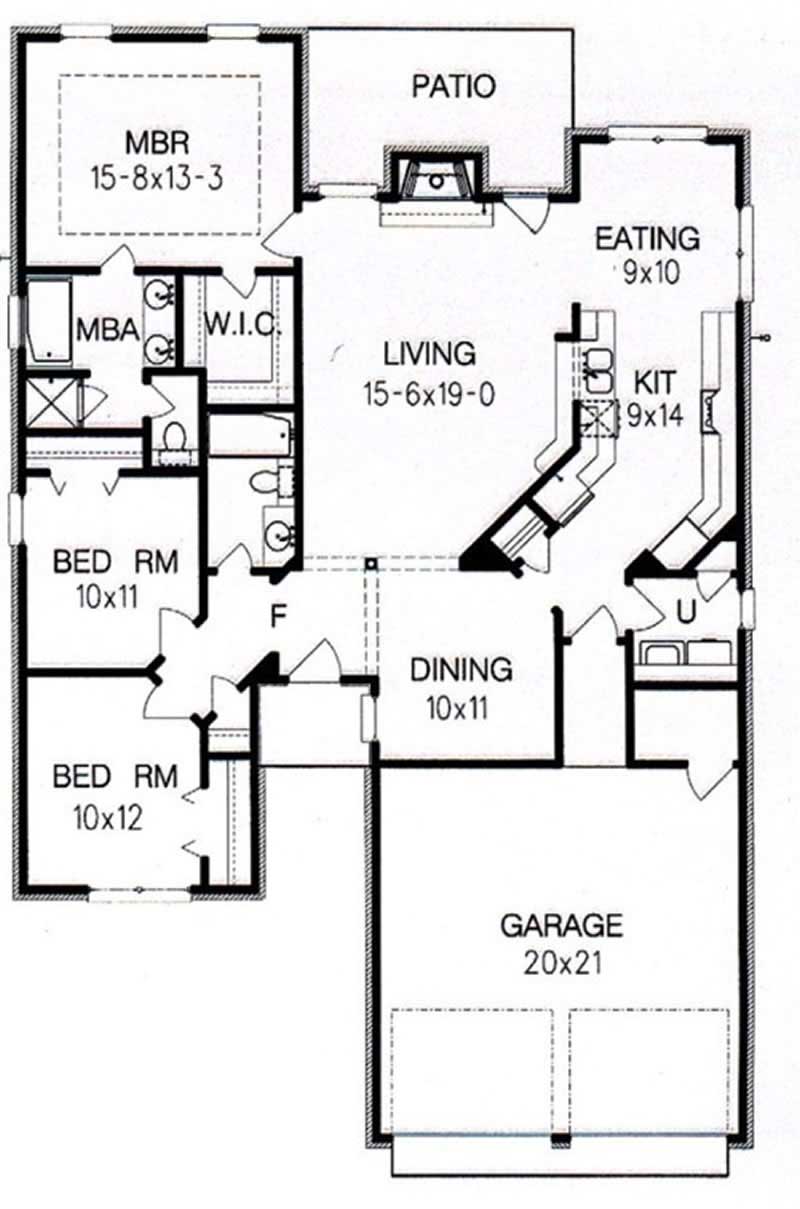 Floor Plan First Story of Bungalow Plan #113-1035