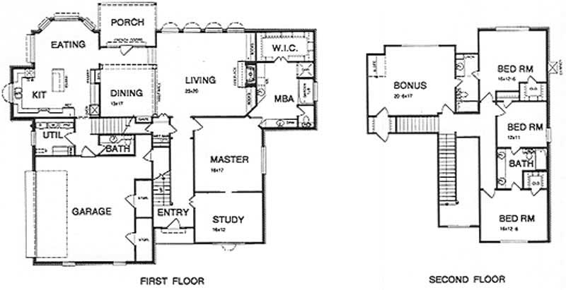 Floor Plan First Story of Luxury Plan #113-1039
