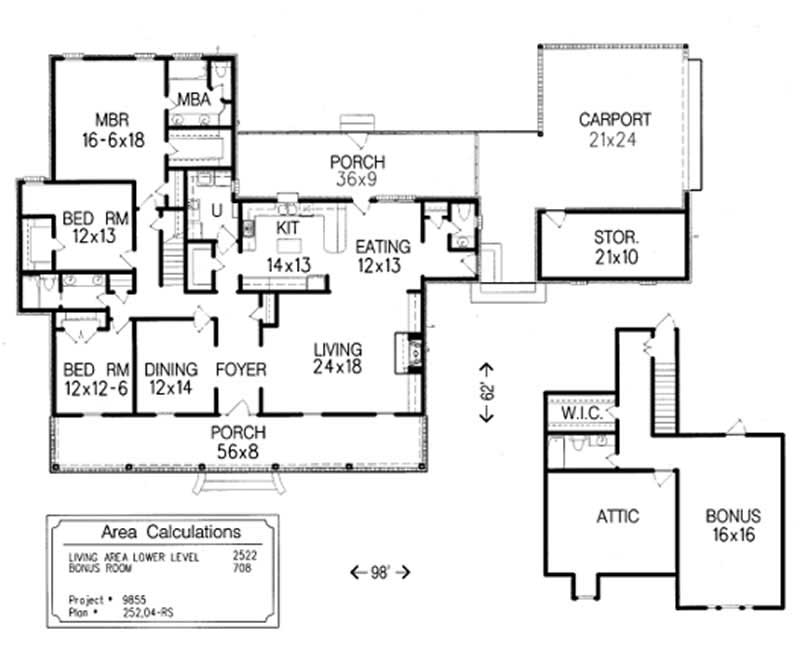 Floor Plan First Story of Ranch Plan #113-1040