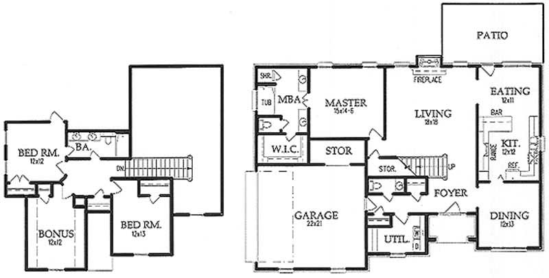 Floor Plan First Story of French Plan #113-1041
