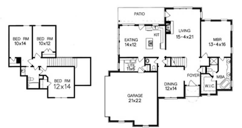 Floor Plan First Story of French Plan #113-1046