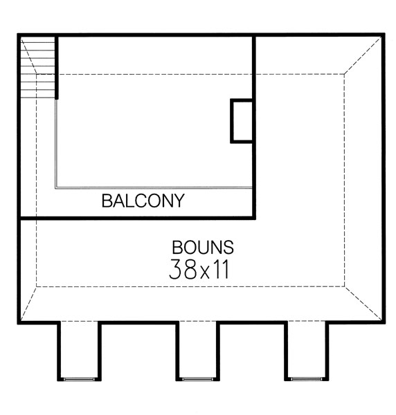 Floor Plan Bonus Room of Southern Plan #113-1049
