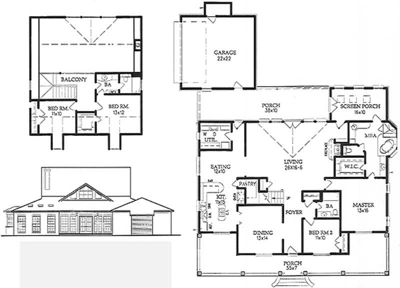 Floor Plan First Story of Country Plan #113-1051