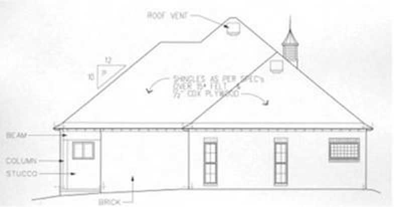 Home Plan Rear Elevation of this 3-Bedroom,1758 Sq Ft Plan -113-1057