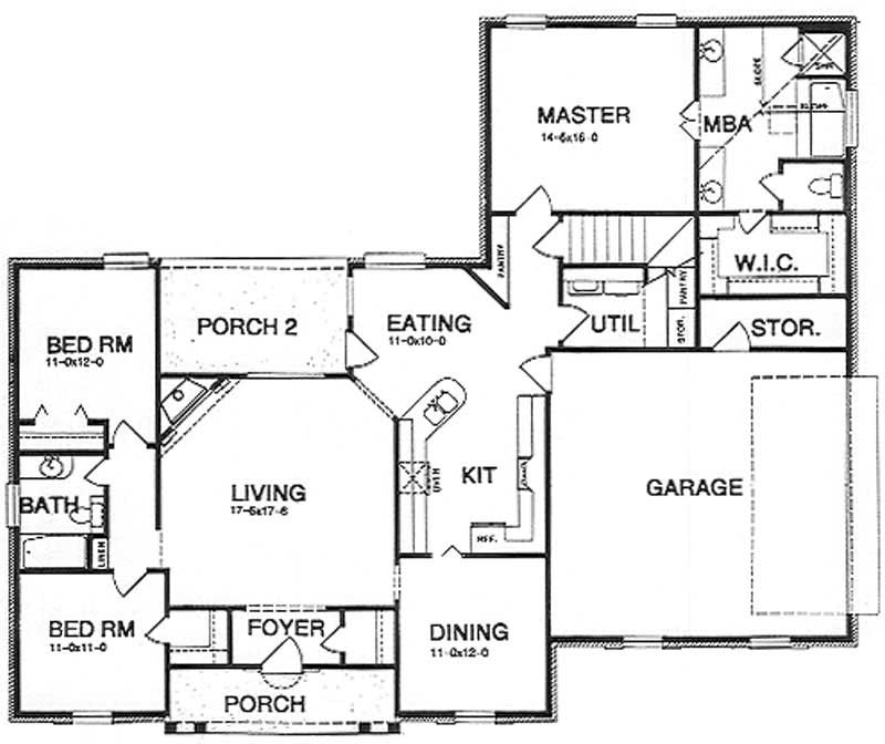Floor Plan First Story of Ranch Plan #113-1059