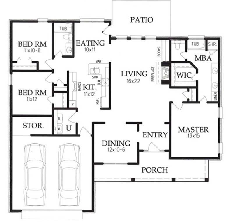 Floor Plan First Story of European Plan #113-1060