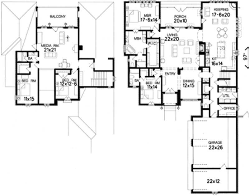 Floor Plan First Story of European Plan #113-1062