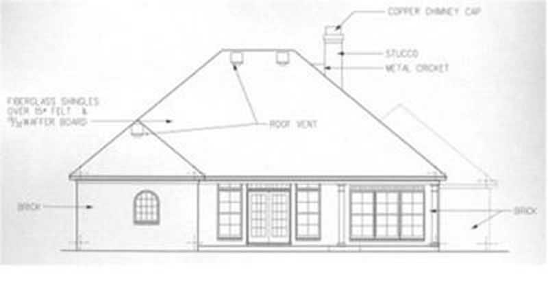 Home Plan Rear Elevation of this 3-Bedroom,1835 Sq Ft Plan -113-1063
