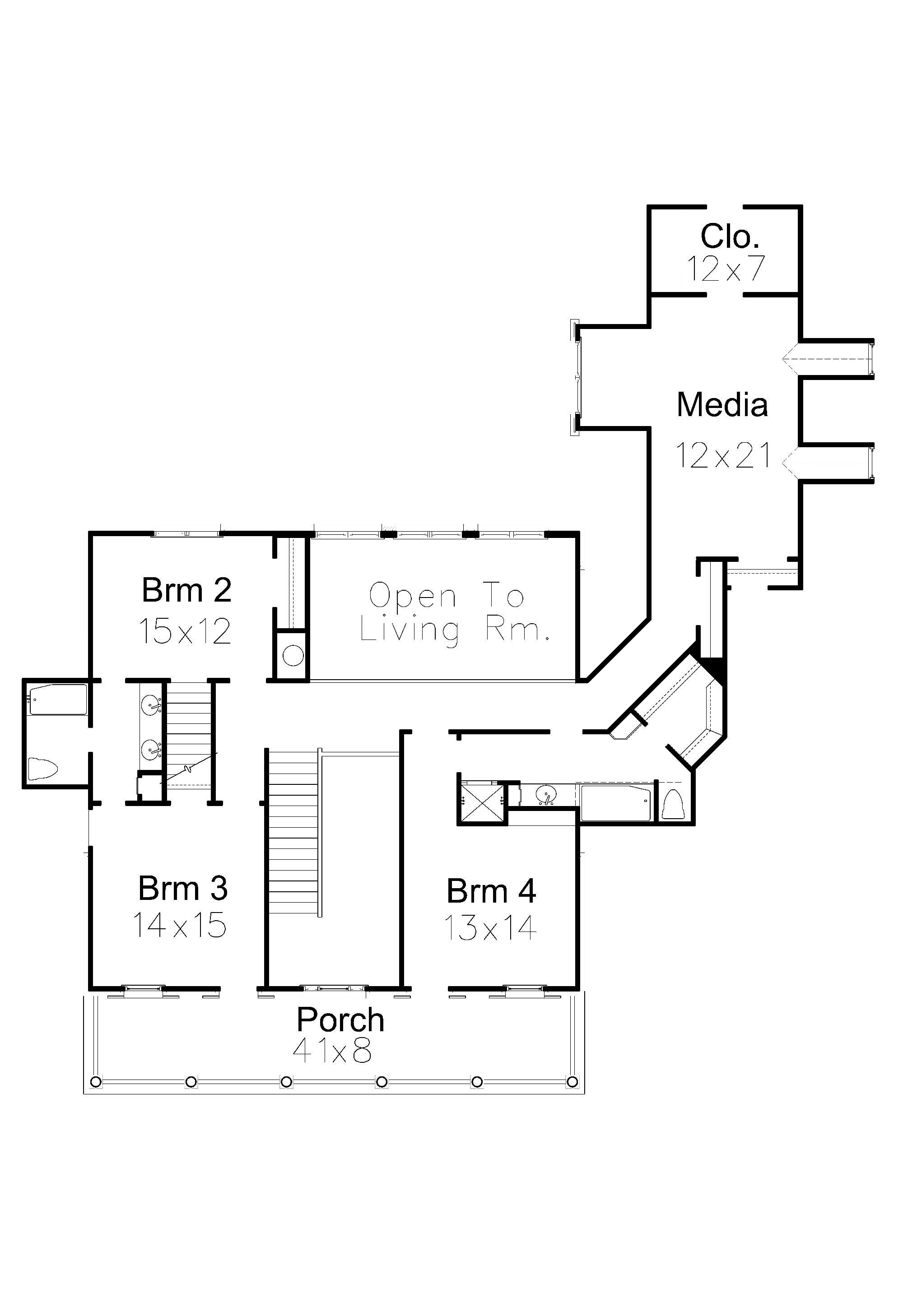 Floor Plan Second Story of Colonial Plan #113-1065