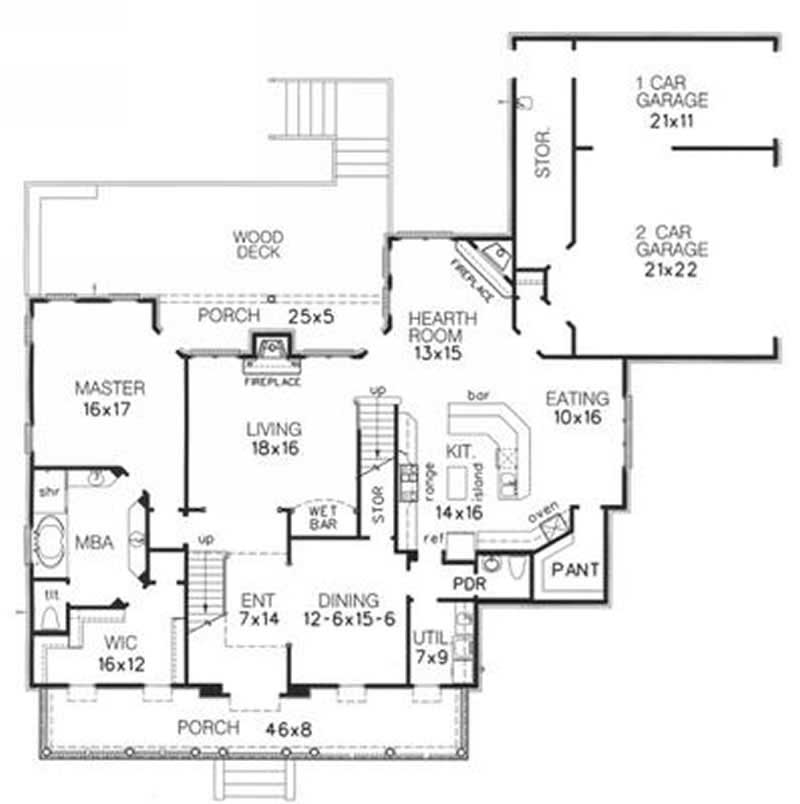 Floor Plan First Story of Country Plan #113-1067