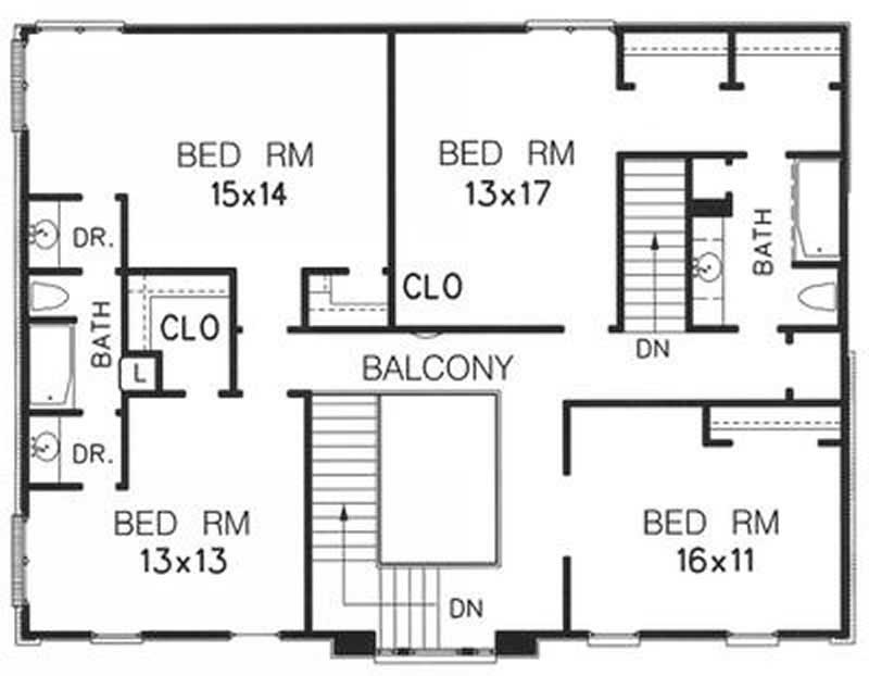 Floor Plan Second Story of Country Plan #113-1067
