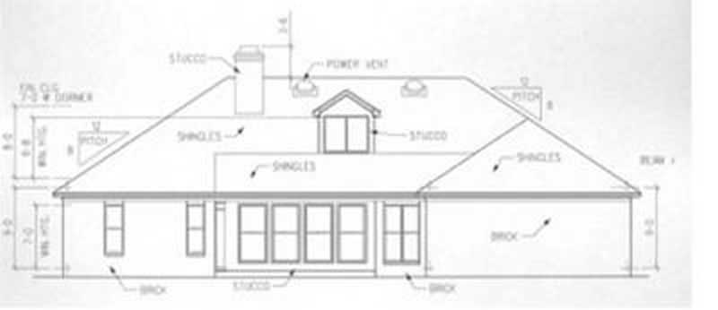 Home Plan Rear Elevation of this 4-Bedroom,2258 Sq Ft Plan -113-1070