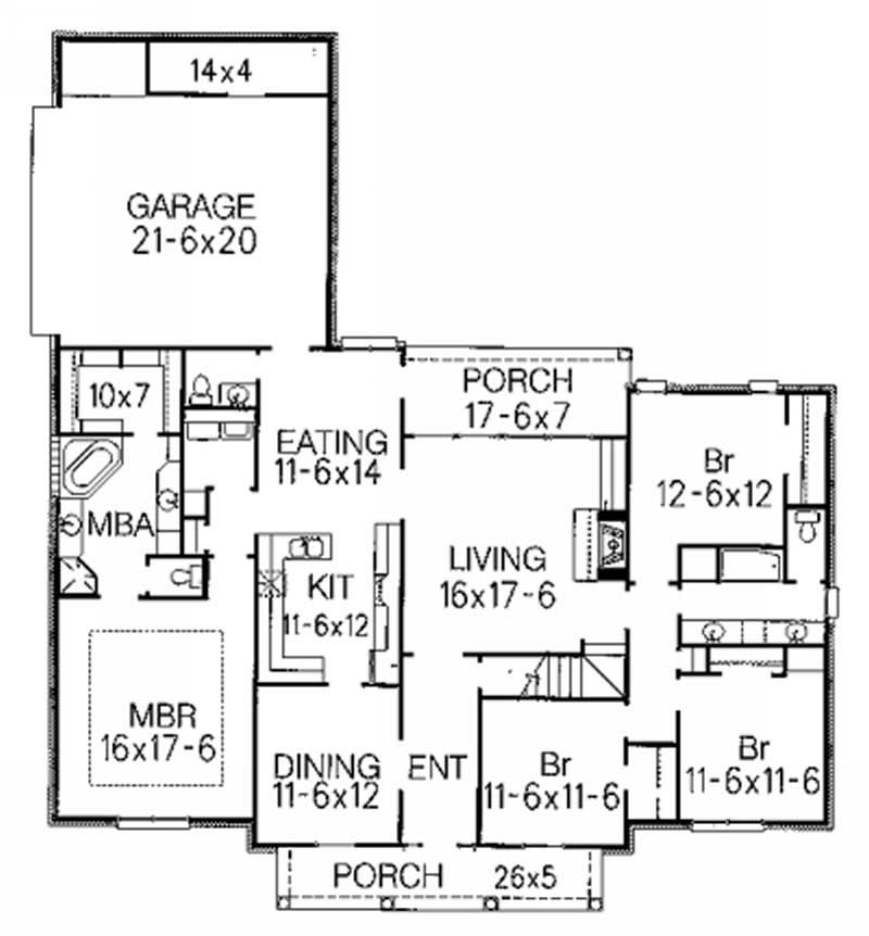 Floor Plan First Story of Colonial Plan #113-1070