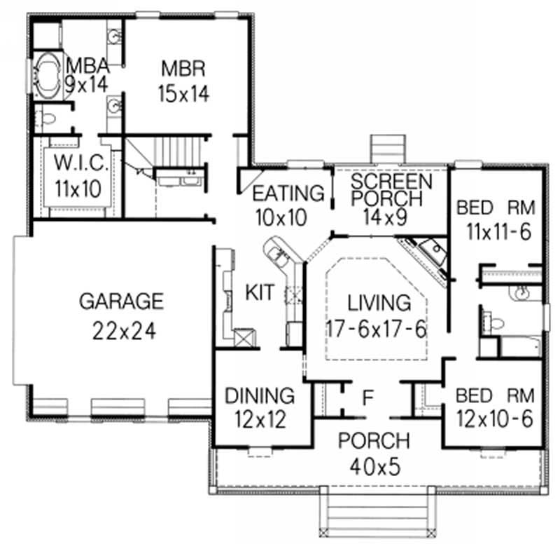 Floor Plan First Story of Country Plan #113-1072