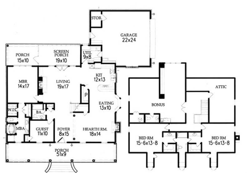 Floor Plan First Story of Country Plan #113-1078