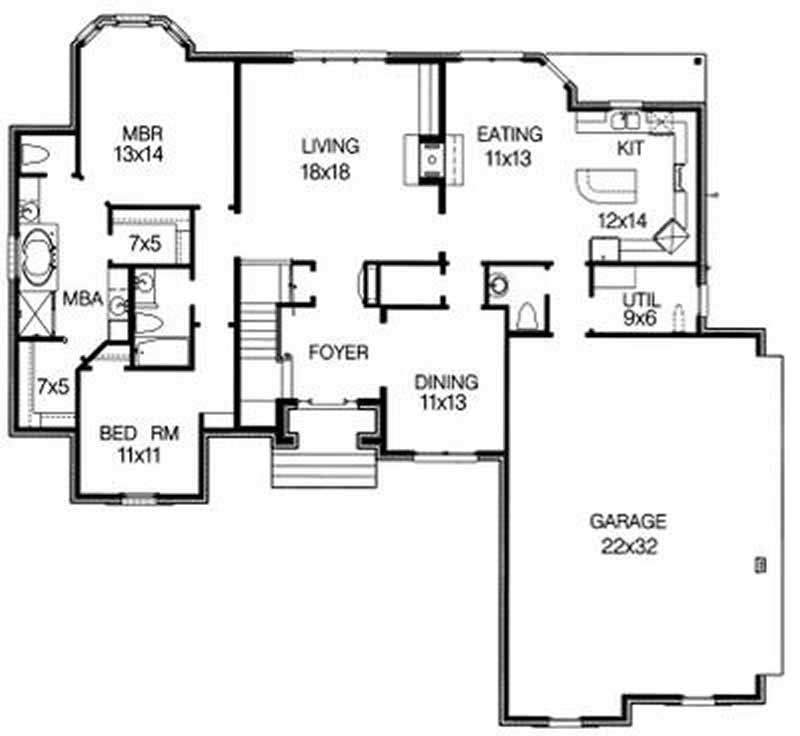 Floor Plan First Story of European Plan #113-1080