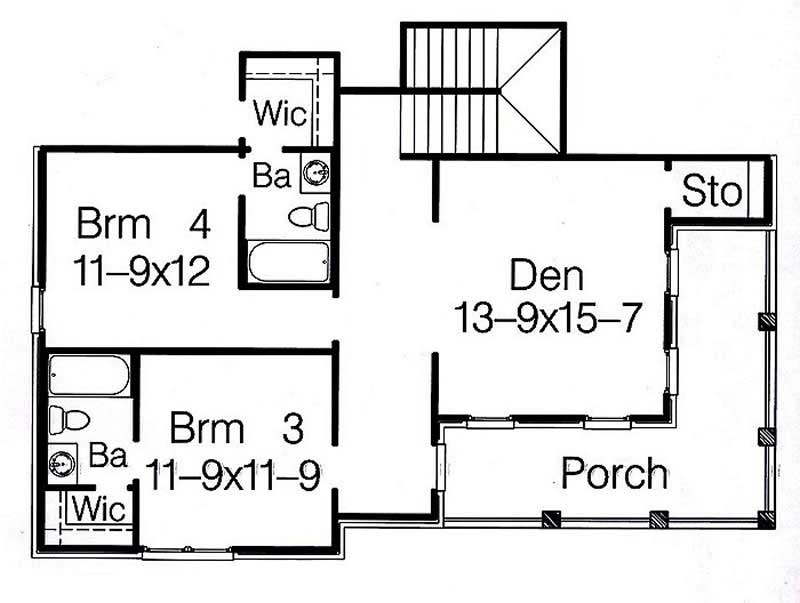 Floor Plan Second Story of Colonial Plan #113-1082