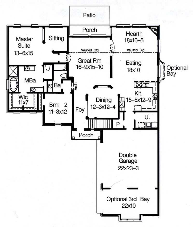 Floor Plan First Story of Luxury Plan #113-1083