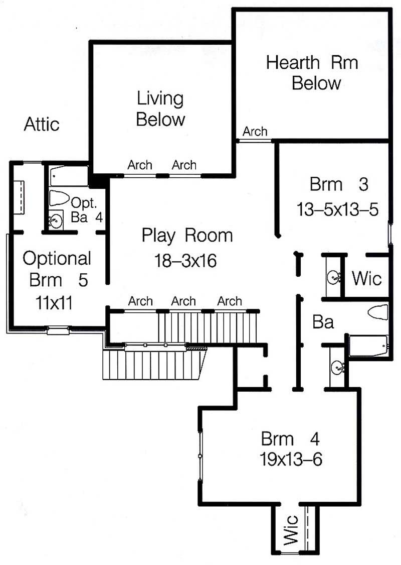 Floor Plan Second Story of Luxury Plan #113-1083