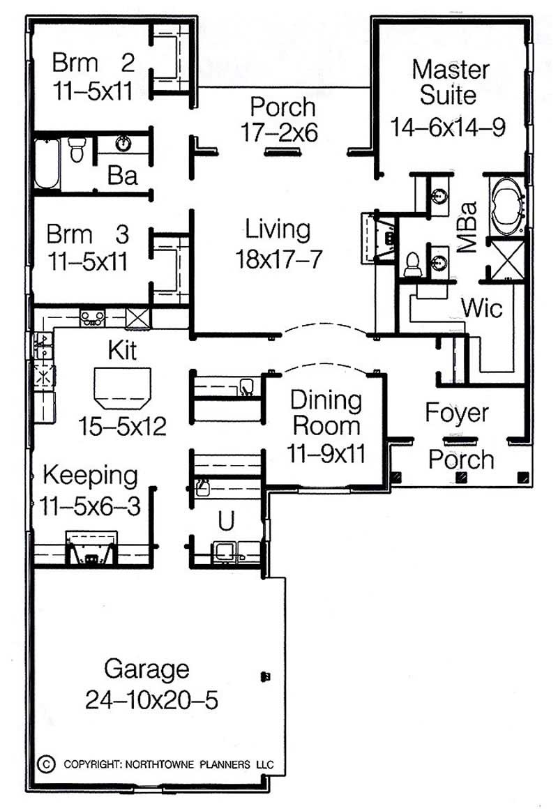 Floor Plan First Story of French Plan #113-1084