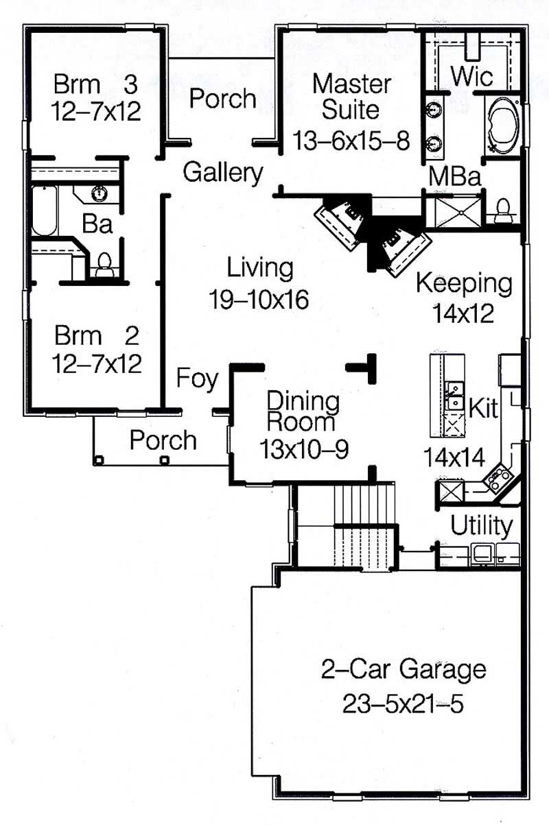 Floor Plan First Story of Colonial Plan #113-1087
