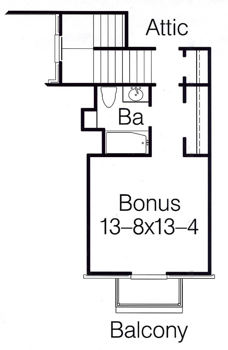 Floor Plan Second Story of Colonial Plan #113-1087