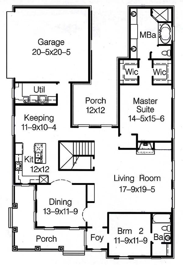 Floor Plan First Story of French Plan #113-1088