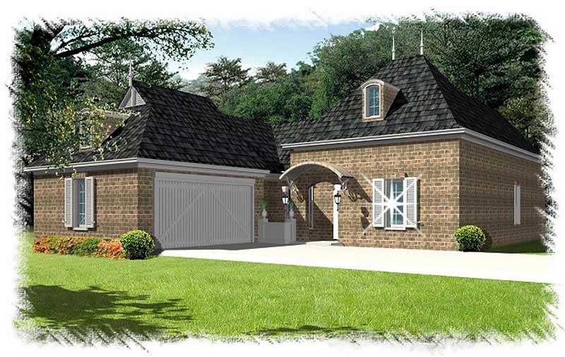 Front elevation of French home (ThePlanCollection: House Plan #113-1091)