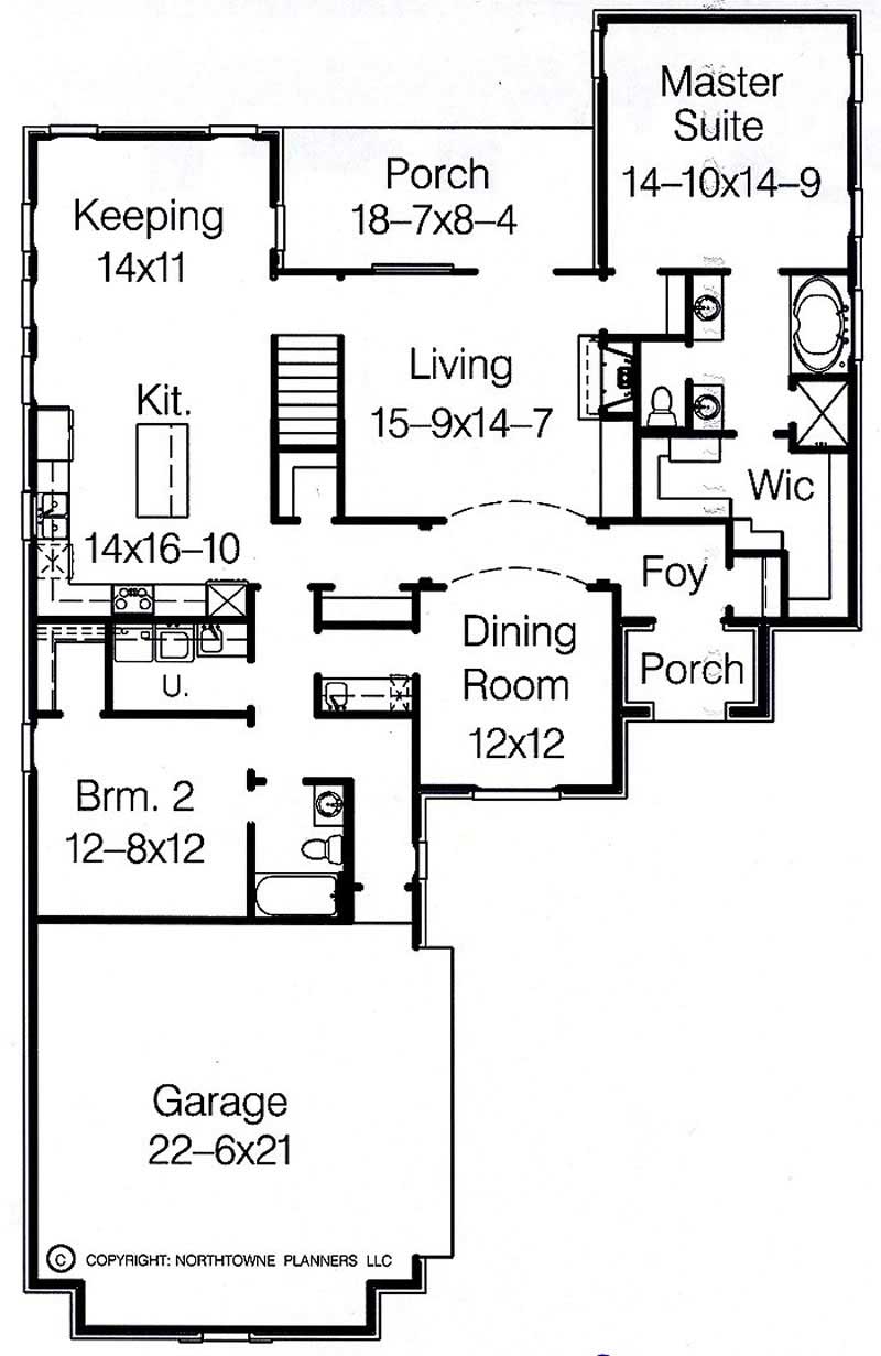 Floor Plan First Story of French Plan #113-1096