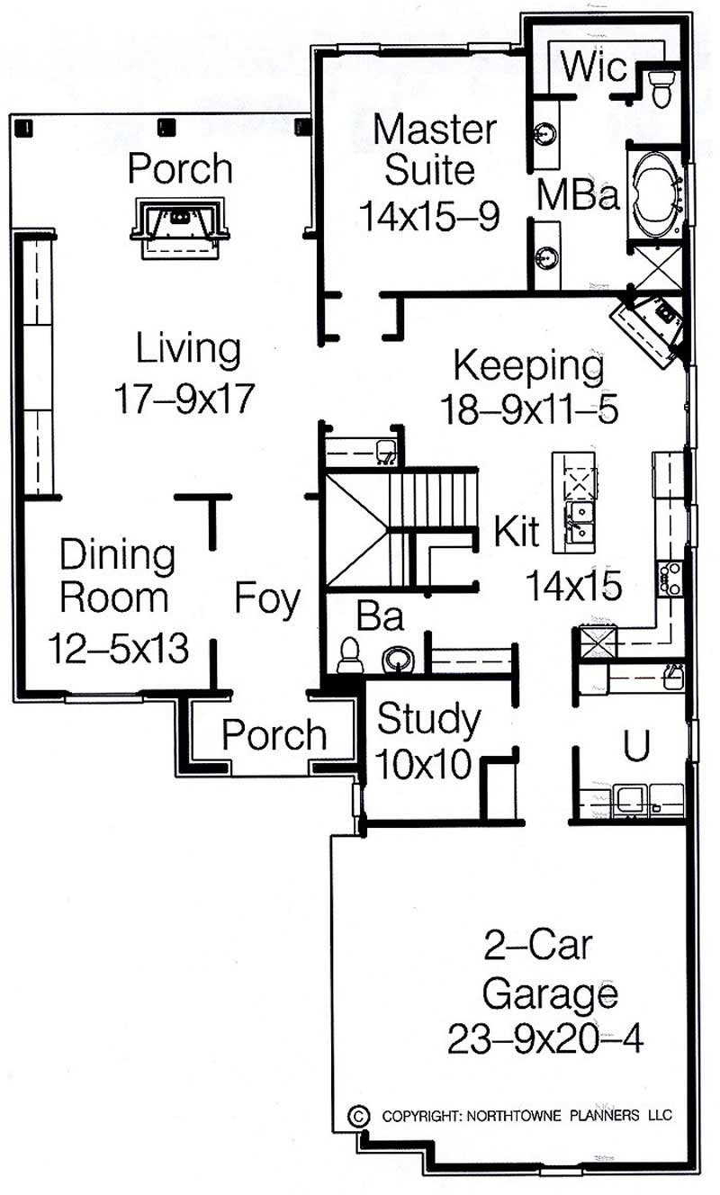Floor Plan First Story of French Plan #113-1098